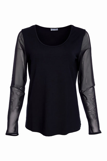 Naya Black Mesh Sleeve Top