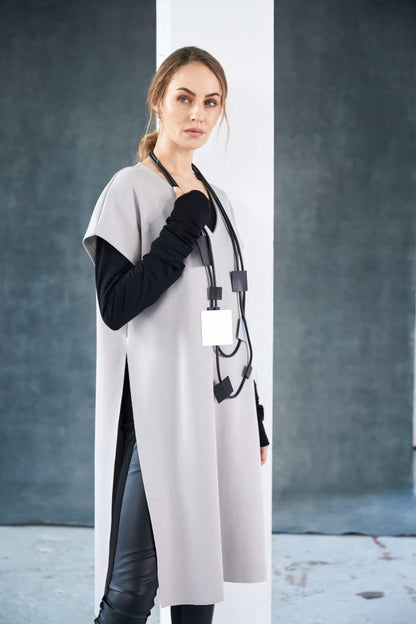 Naya Taupe Long Line Tunic Top