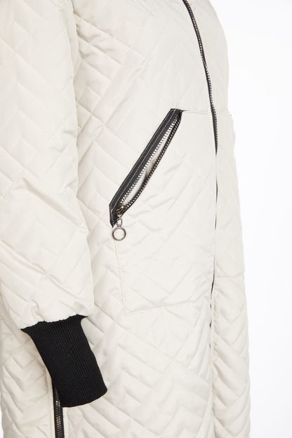 Naya Taupe/Black Padded Hooded Coat