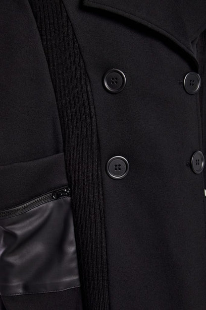 Naya Black Double Breasted Knit Panel Jacket