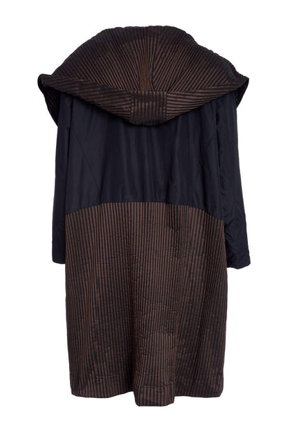Naya Black/Cocoa Striped Hem Hooded Jacket