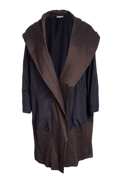 Naya Black/Cocoa Striped Hem Hooded Jacket