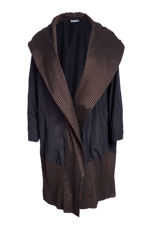 Naya Black/Cocoa Striped Hem Hooded Jacket
