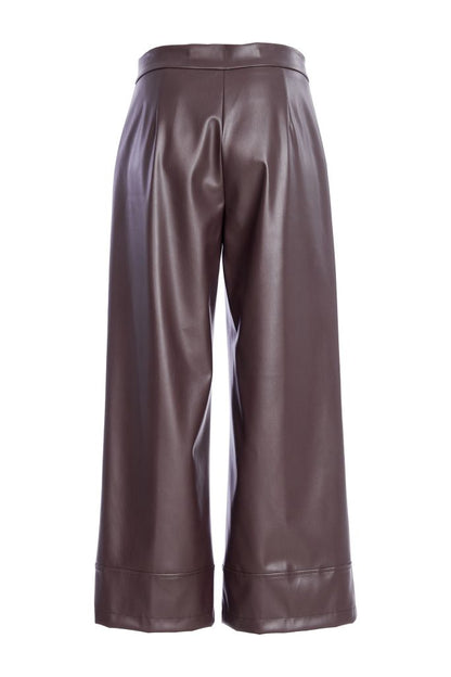 Naya Cocoa Wide Leg Leatherette Trouser
