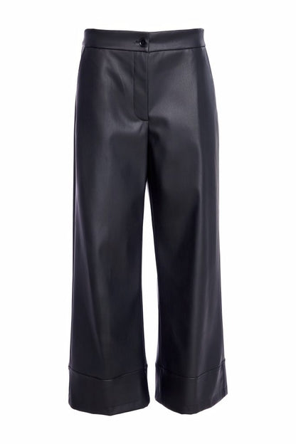 Naya Black Wide Leg Leatherette Trouser