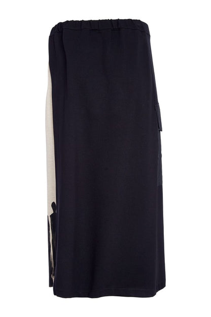 Naya Black/Sand Placement Print Mock Wrap Skirt