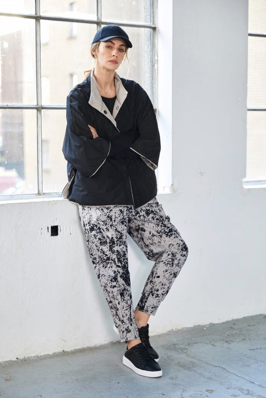 Naya Taupe/Black Mottled Print Cuff Trouser