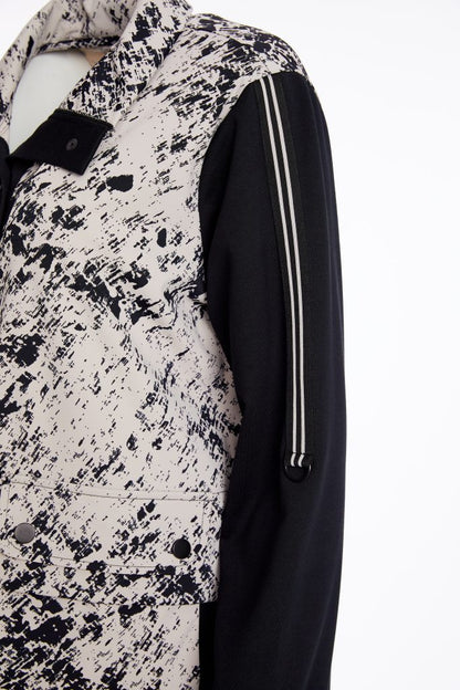 Naya Taupe/Black Mottled Print Zip Up Coat