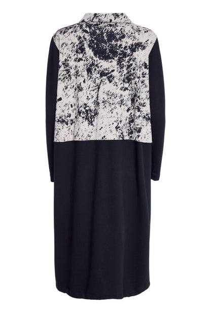 Naya Taupe/Black Mottled Print Zip Up Coat