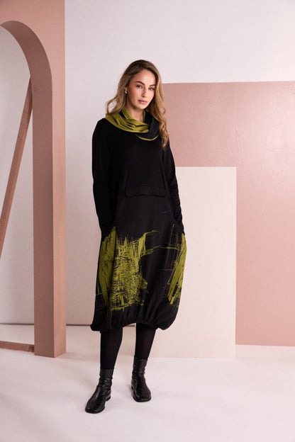 Naya Avocado/Black Two Tone Looped Scarf