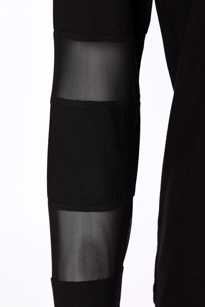 Naya Black Mesh Insert Sleeve Jersey Top