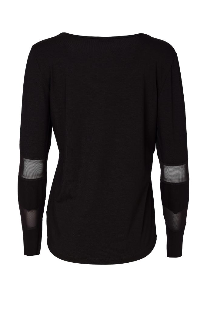 Naya Black Mesh Insert Sleeve Jersey Top