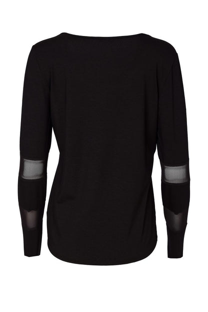 Naya Black Mesh Insert Sleeve Jersey Top