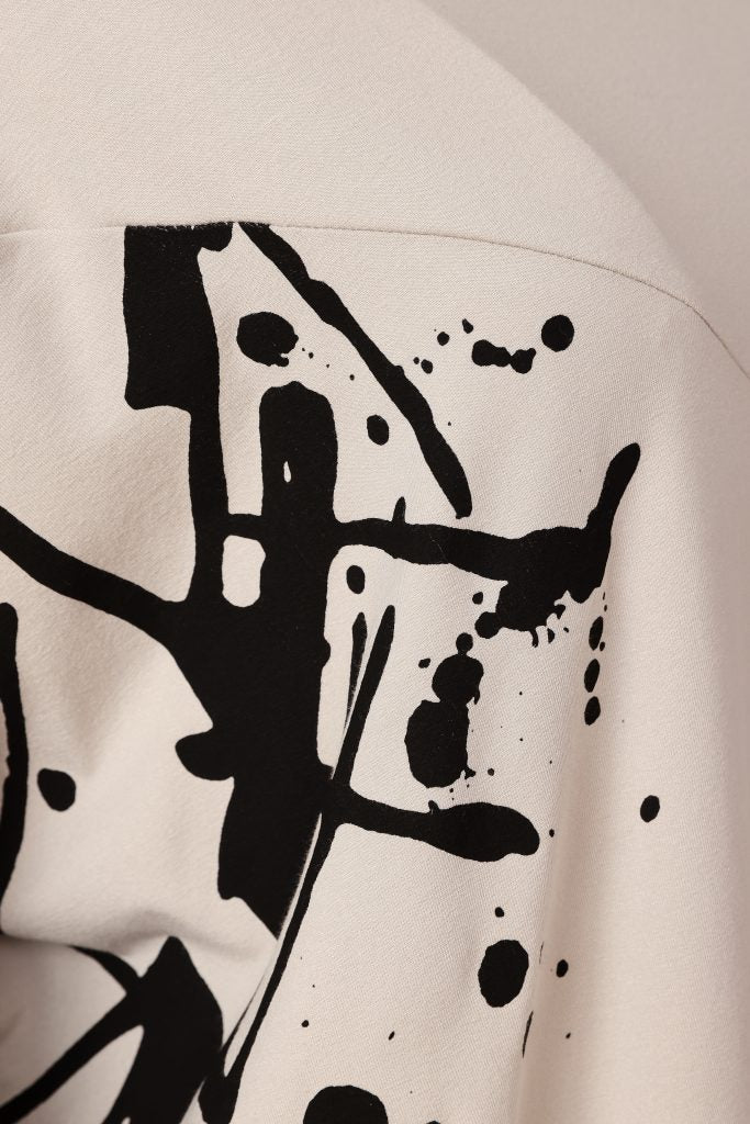 Naya Sand/Black Placement Print Top