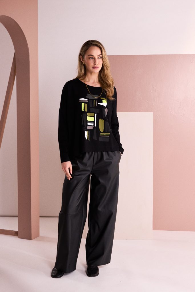 Naya Black Pull-up Leatherette Trouser