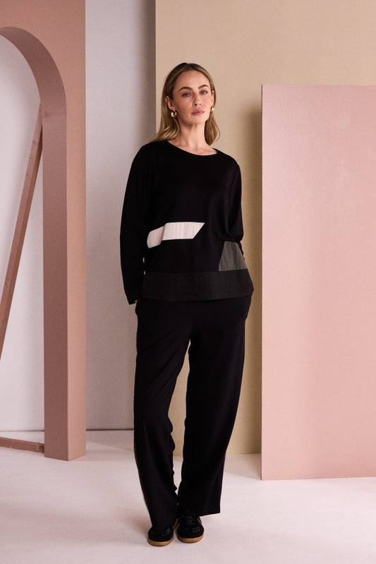 Naya Black/Thyme Colour Bands Top