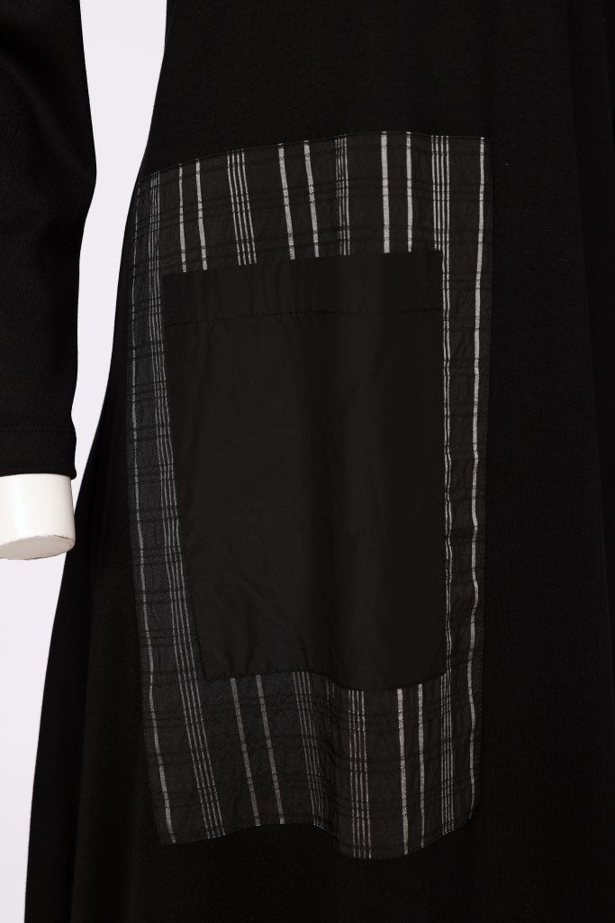 Naya Black/Gray Stripe Dress w/Neckpiece
