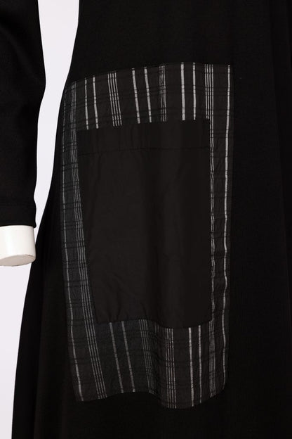 Naya Black/Gray Stripe Dress w/Neckpiece