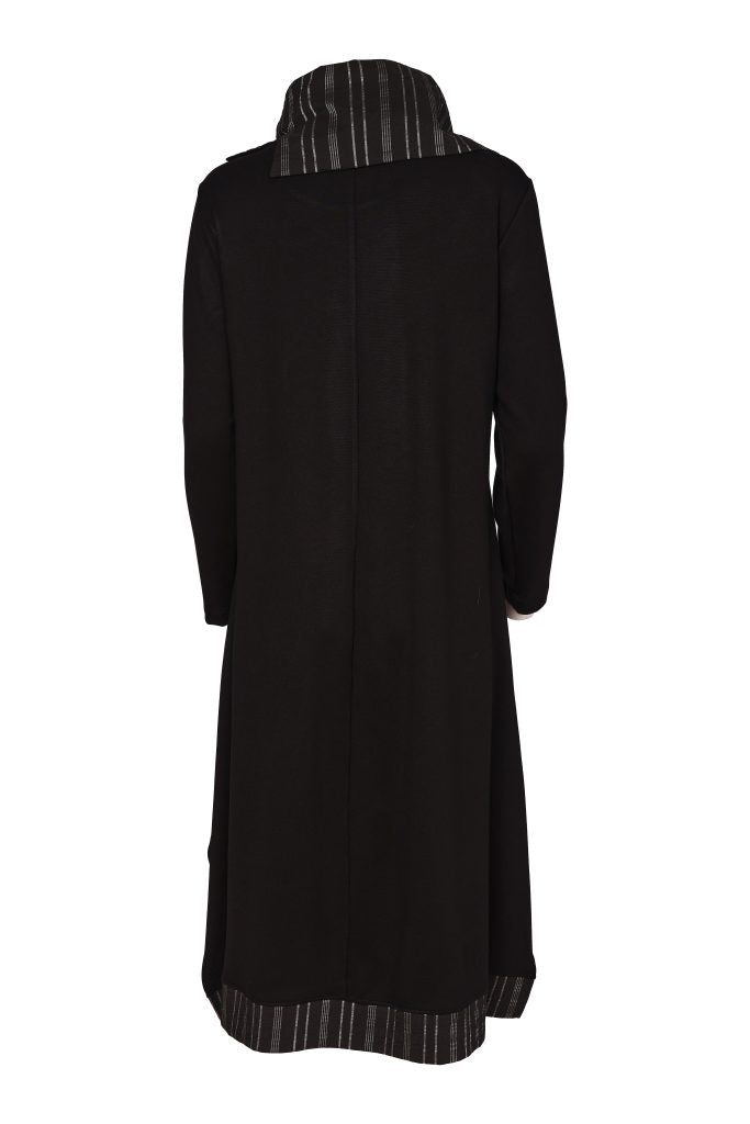 Naya Black/Gray Stripe Dress w/Neckpiece
