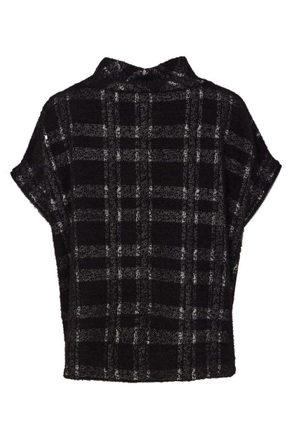 Naya Black/Grey Check Knit Top