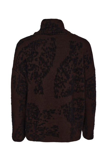 Naya Black/Choko Flocked Print High Neck Top