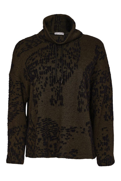 Naya  Black/Thyme Flocked Print High Neck Top