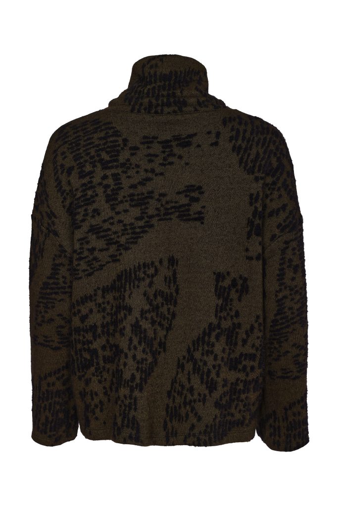 Naya  Black/Thyme Flocked Print High Neck Top