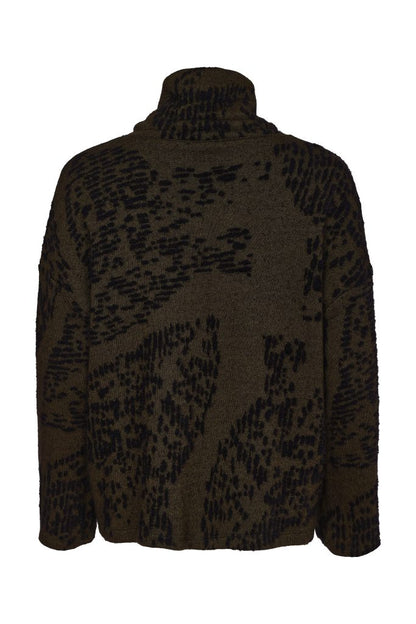 Naya  Black/Thyme Flocked Print High Neck Top