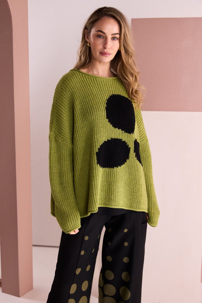 Naya Avocado/Black Spot Knit Jumper