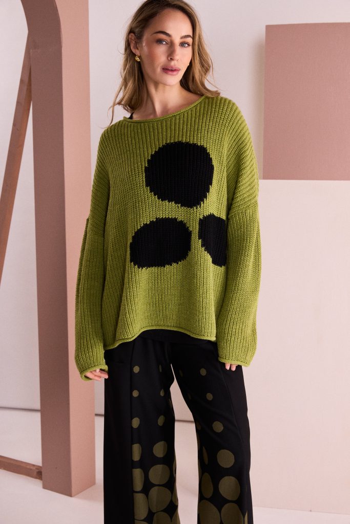 Naya Avocado/Black Spot Knit Jumper
