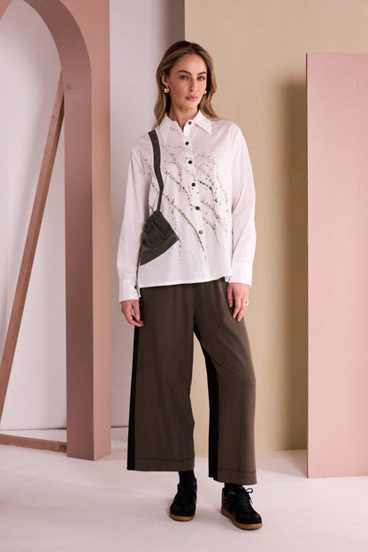 Naya White/Army Specked Print Shirt