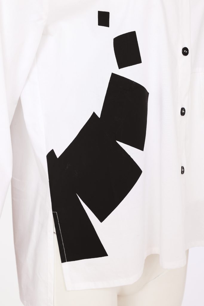 Naya White/Black Placement Print Shirt