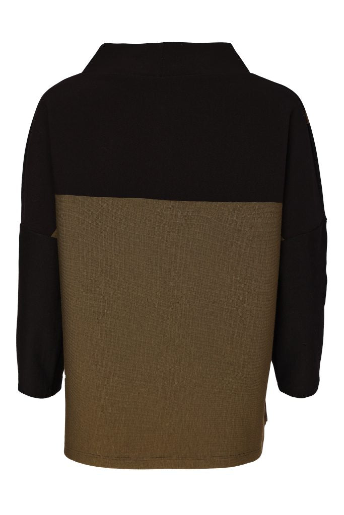 Naya Black/Avocado Spot Print High Neck Top