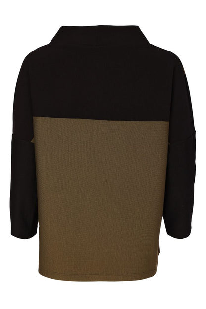 Naya Black/Avocado Spot Print High Neck Top