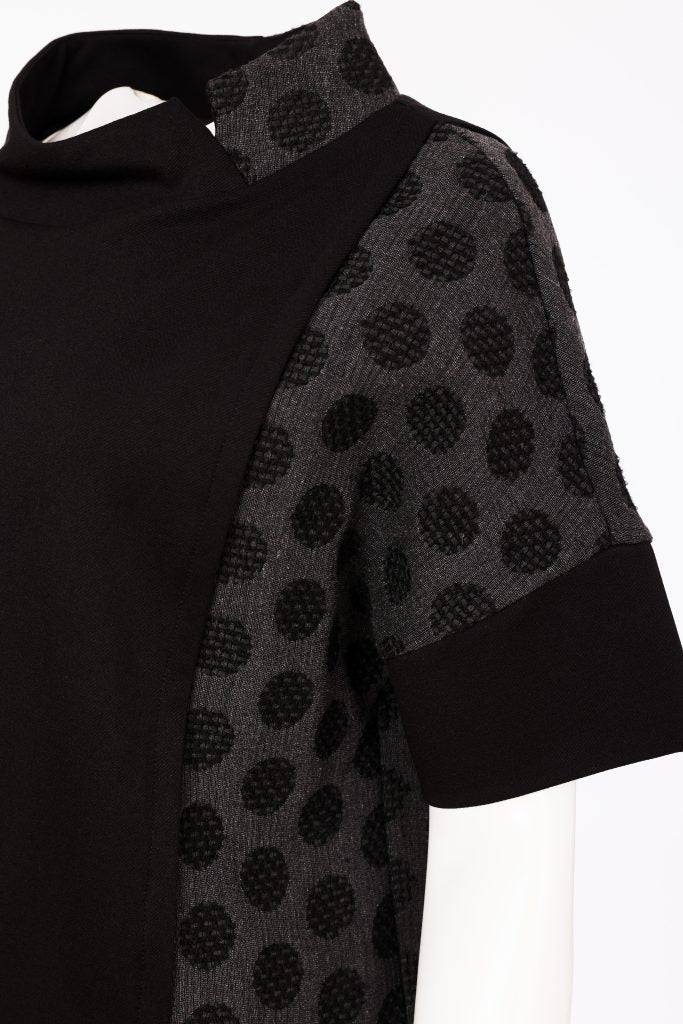 Naya Black/Grey Spot High Neck Top