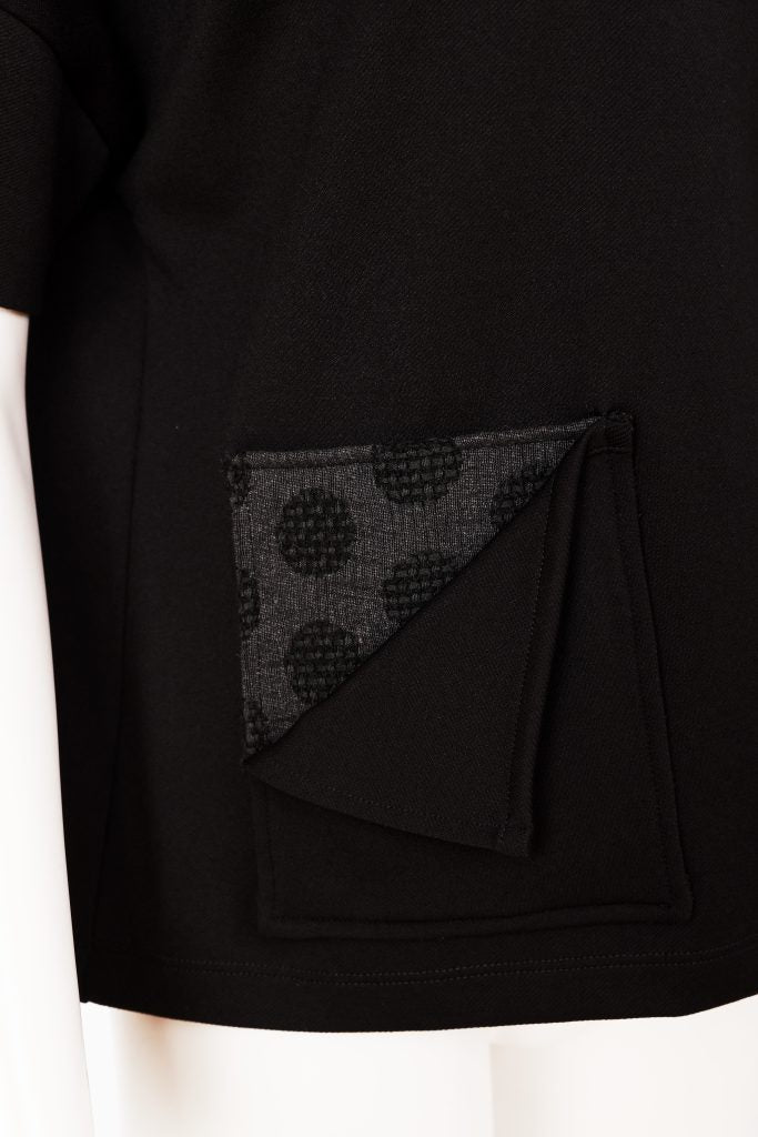 Naya Black/Grey Spot High Neck Top