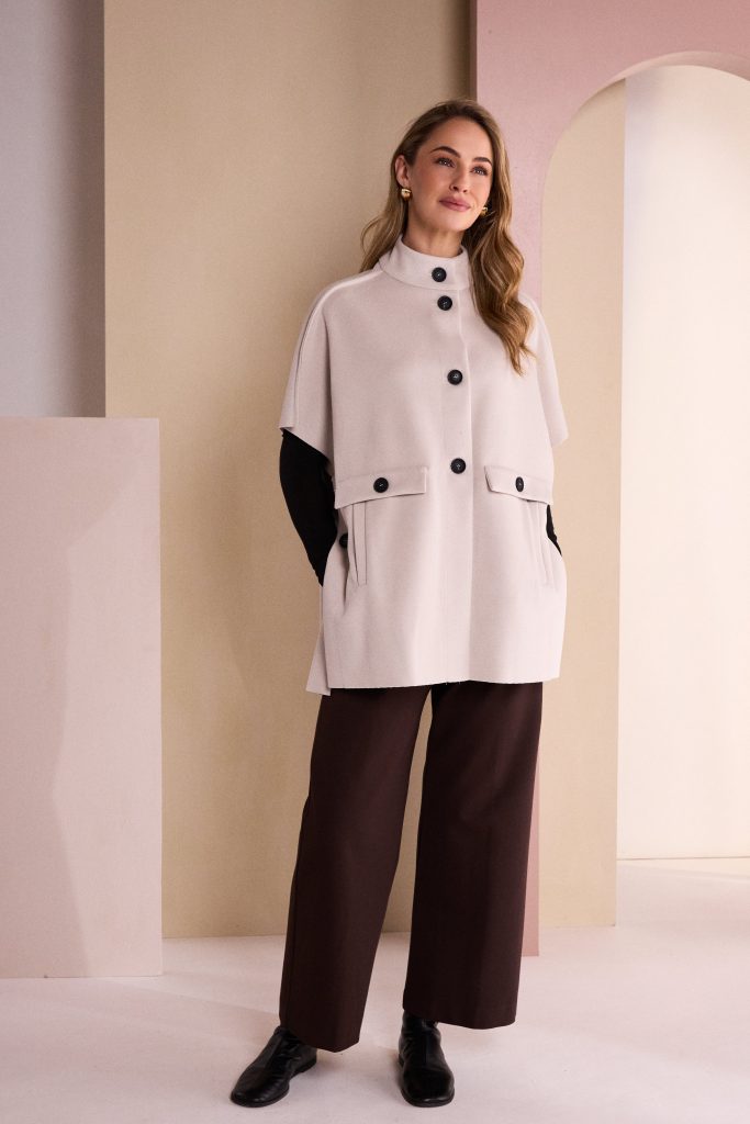 Naya Stone High Neck Button Cape