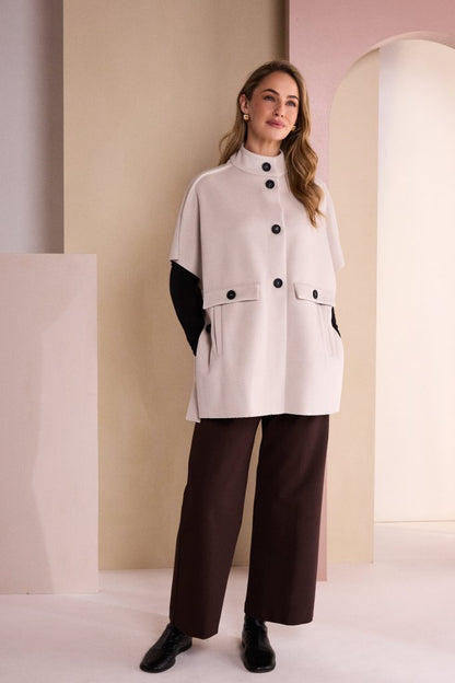 Naya Stone High Neck Button Cape