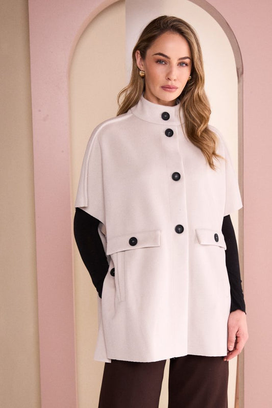 Naya Stone High Neck Button Cape