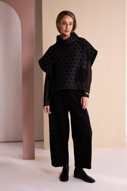 Naya Black/Grey Spot Wide Leg Trouser