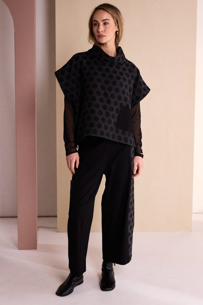 Naya Black/Grey Spot Wide Leg Trouser