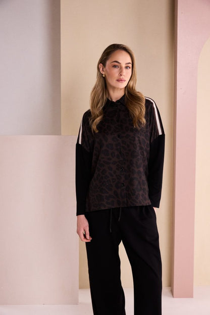 Naya Black/Choko Animal Print Shirt