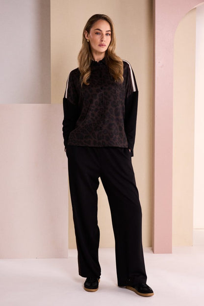 Naya Black/Choko Animal Print Shirt