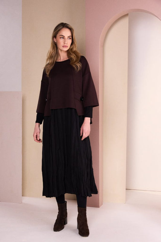 Naya Black/Choko Two Piece Crushed Dress