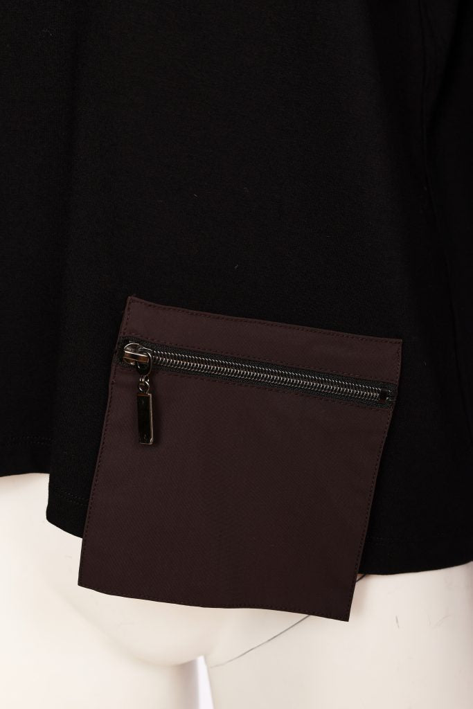 Naya Black/Choko Zip Pocket Top