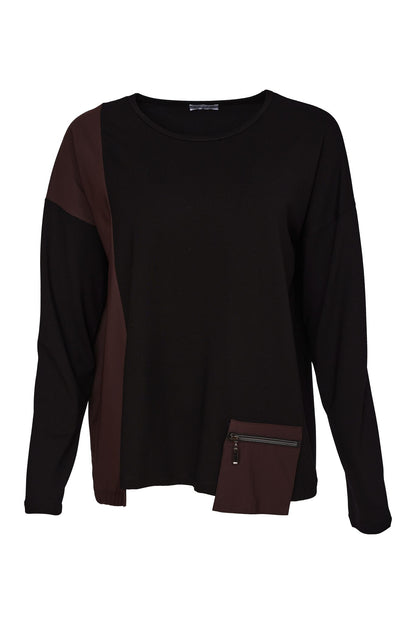 Naya Black/Choko Zip Pocket Top