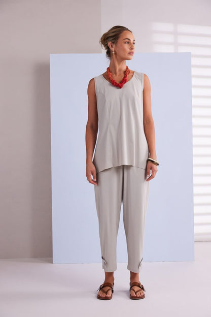 Naya Ash Slim Leg Tab/Button Hem Trouser