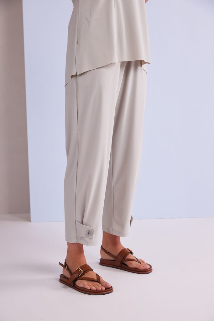 Naya Ash Slim Leg Tab/Button Hem Trouser