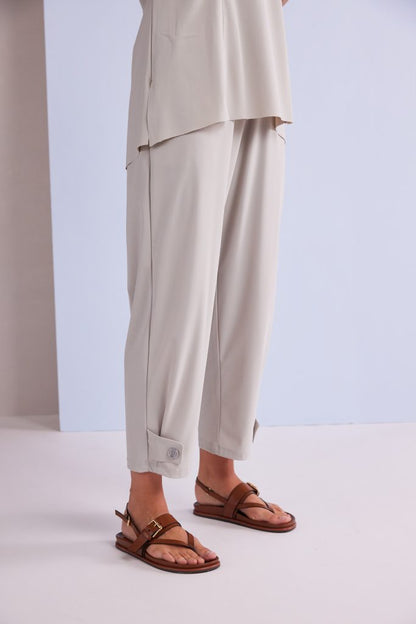 Naya Ash Slim Leg Tab/Button Hem Trouser