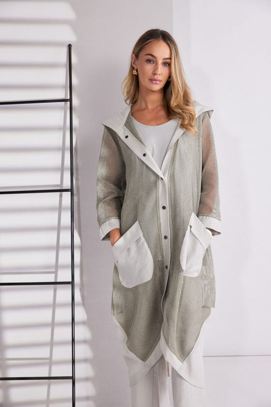 Naya Ash Hooded Mesh Coat